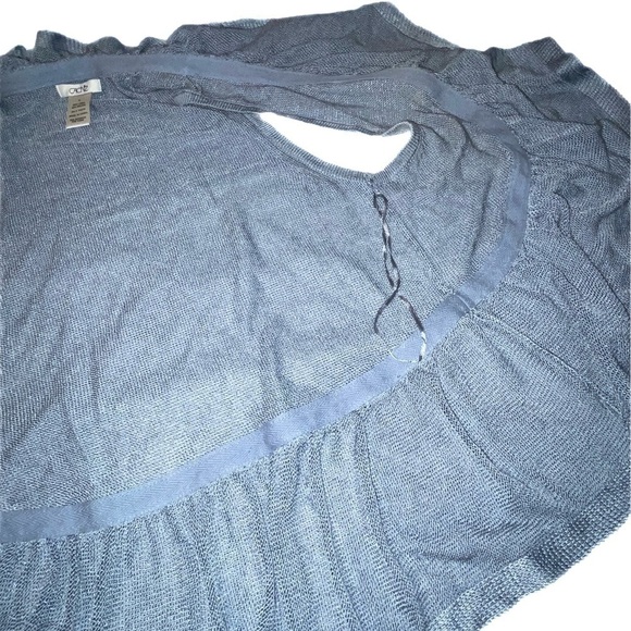 CACHE blue sleeveless frill Boho Solid Color Block cardigan sweater vest size M - Picture 9 of 9